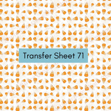 Load image into Gallery viewer, Transfer 71 | Cobweb Candy Corns | Halloween | Fall Polymer Clay Transfer Sheet
