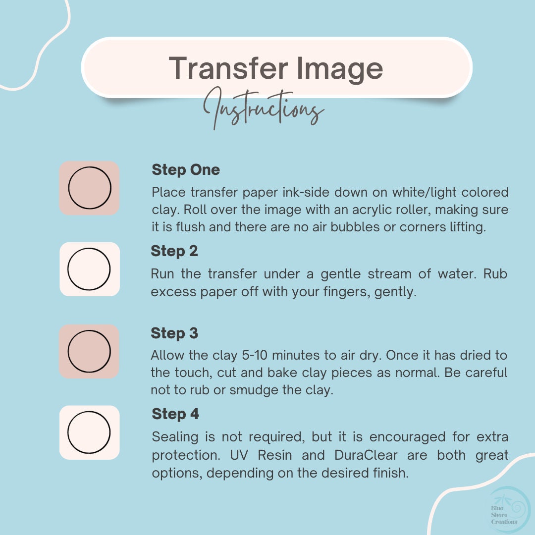 Transfer 21 | Sandy Sea Shells | Polymer Clay Transfer Sheet – Blue ...