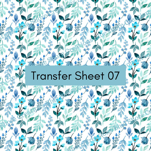 Transfer 07 | Blue Shore Floral | Polymer Clay Transfer Sheet