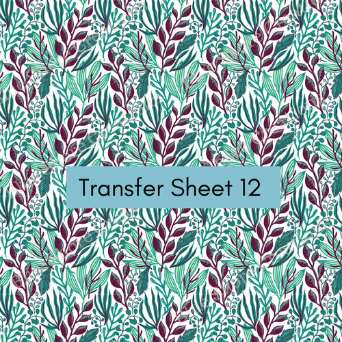 Transfer 12 | Teal Foliage | Polymer Clay Transfer Sheet