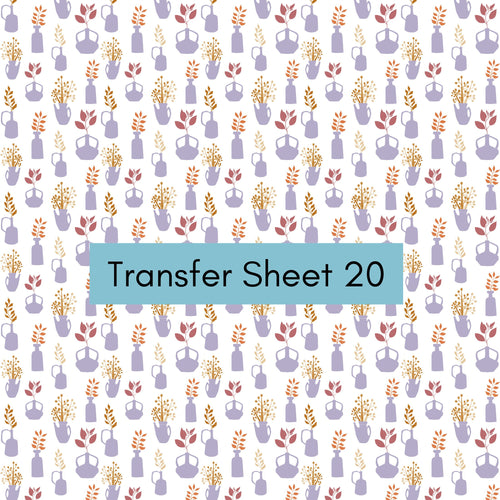 Transfer 20 | Lavender Potted Plants | Polymer Clay Transfer Sheet
