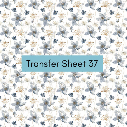 Transfer 37 | Cool Tone Christmas Floral | Polymer Clay Transfer Sheet
