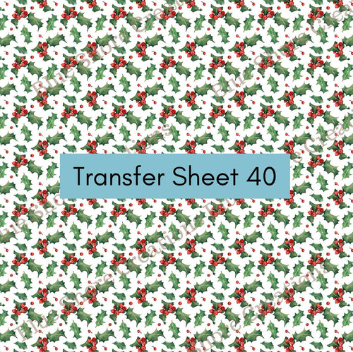 Transfer 40 | Traditional Holly | Polymer Clay Transfer Sheet