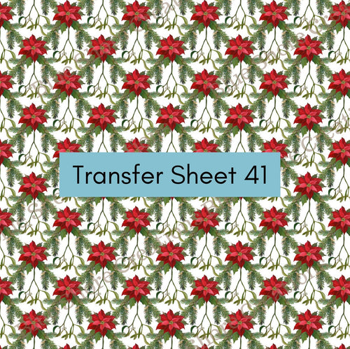 Transfer 41 | Poinsettia Mistletoe | Polymer Clay Transfer Sheet