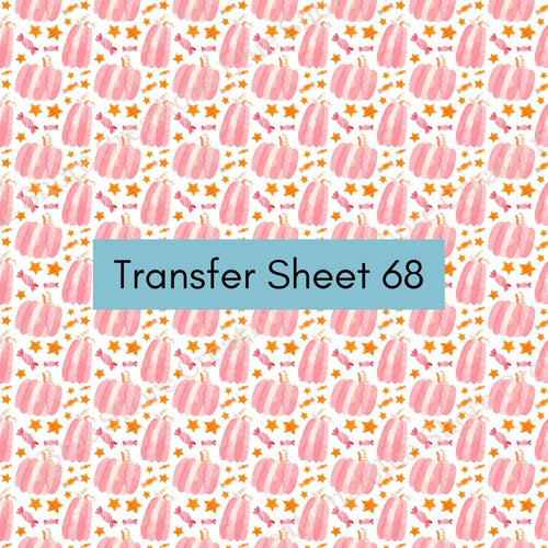 Transfer 68 | Pink Pumpkins | Halloween | Fall Polymer Clay Transfer Sheet