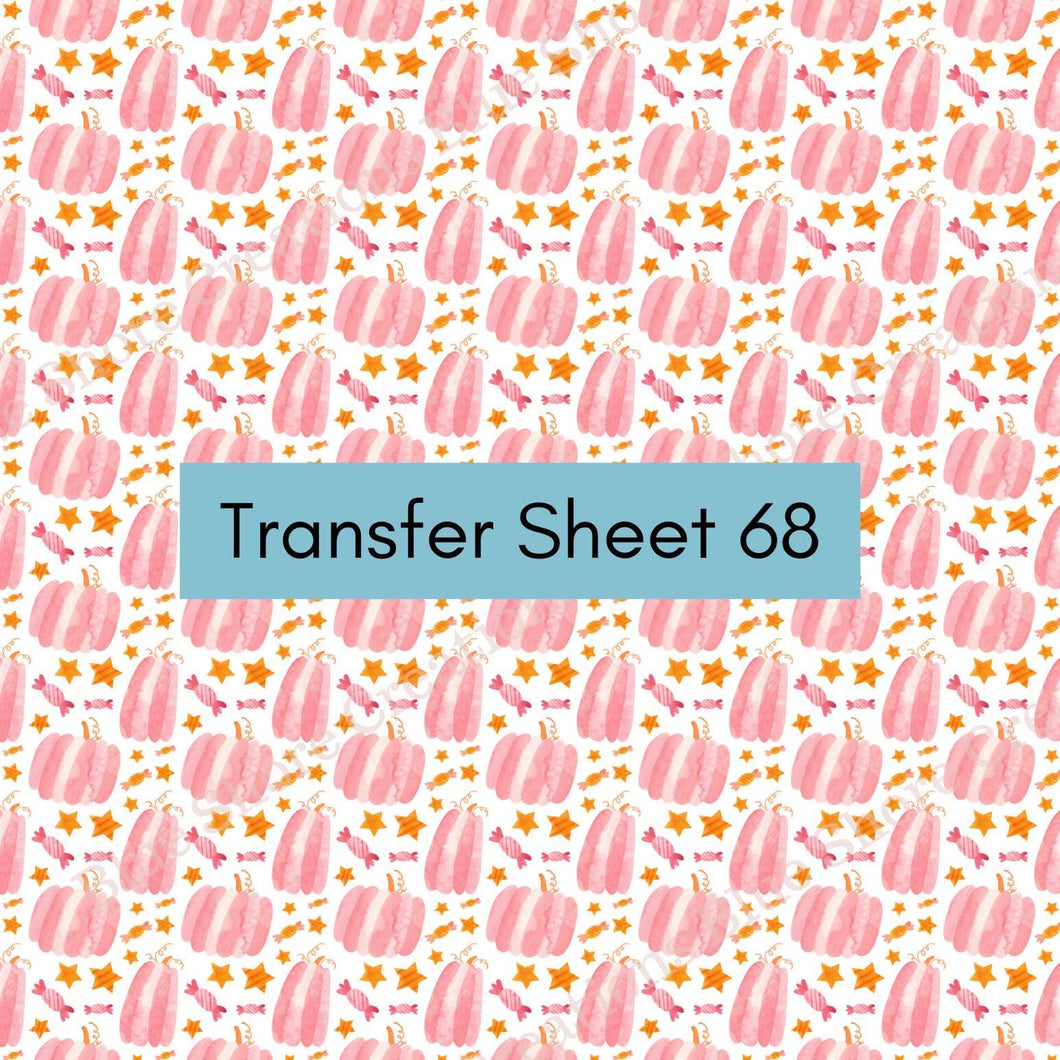Transfer 68 | Pink Pumpkins | Halloween | Fall Polymer Clay Transfer Sheet