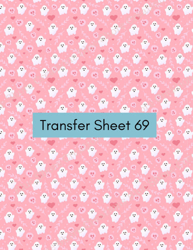 Transfer 69 | Pretty n' Pink Ghosts | Halloween | Fall Polymer Clay Transfer Sheet