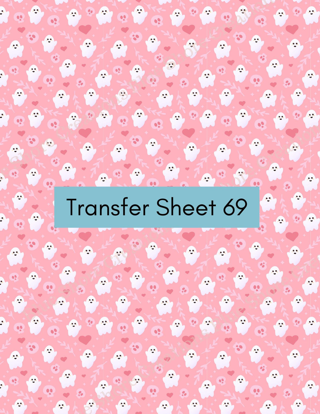 Transfer 69 | Pretty n' Pink Ghosts | Halloween | Fall Polymer Clay Transfer Sheet
