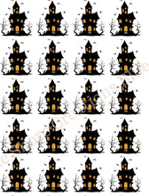 Load image into Gallery viewer, Transfer 75 | Haunted Houses (20) | Halloween | Fall Polymer Clay Transfer Sheet
