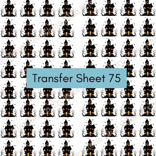 Transfer 75 | Haunted Houses (20) | Halloween | Fall Polymer Clay Transfer Sheet