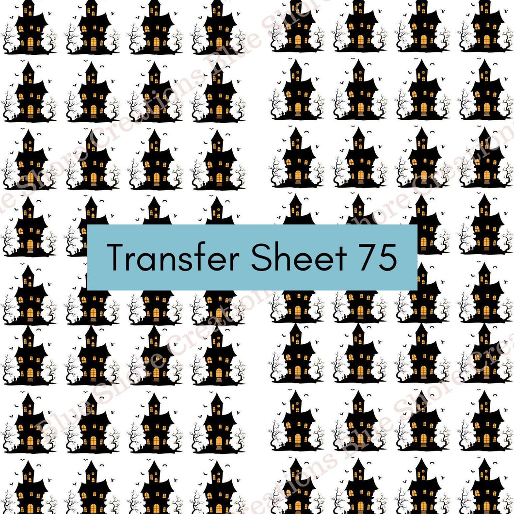 Transfer 75 | Haunted Houses (20) | Halloween | Fall Polymer Clay Transfer Sheet
