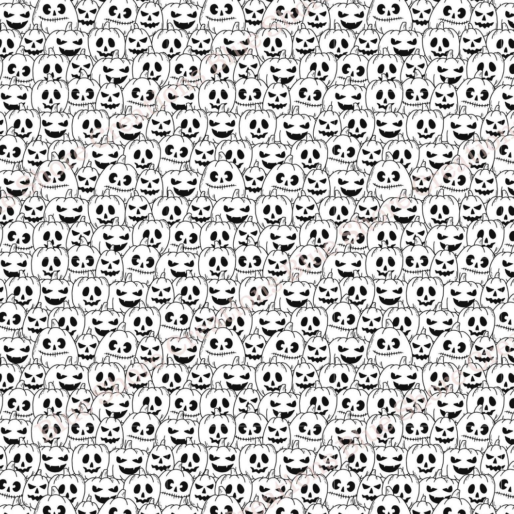 Transfer 66 | Black & White Jack O'Lanterns | Halloween | Fall Polymer Clay Transfer Sheet