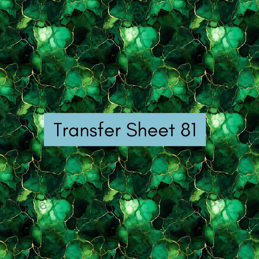 Transfer 81 | Malachite Green | Alcohol Ink | Fall Polymer Clay Transfer Sheet