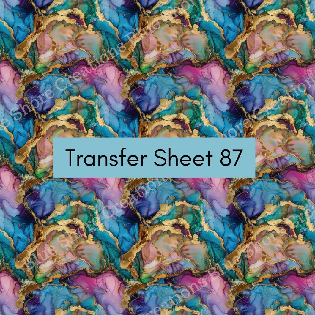 Transfer 87 | Faux Aura Quartz | Alcohol Ink | Fall Polymer Clay Transfer Sheet