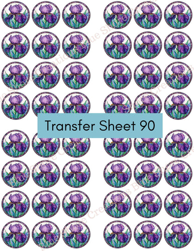 Transfer 90 | Purple Iris | Stained Glass | Polymer Clay Transfer Sheet