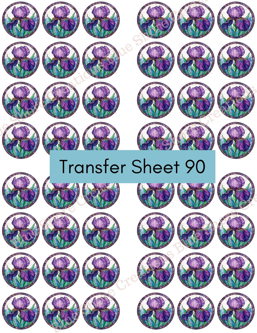 Transfer 90 | Purple Iris | Stained Glass | Polymer Clay Transfer Sheet
