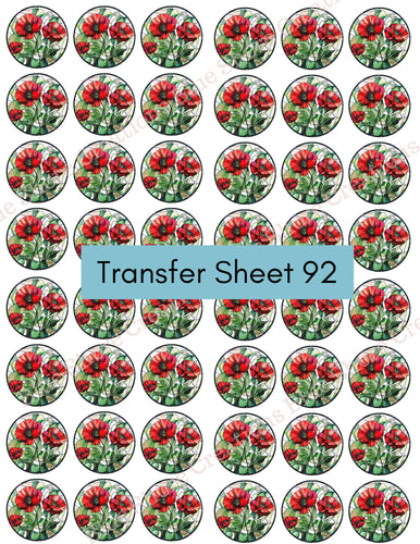 Transfer 92 | Red Poppy | Stained Glass | Polymer Clay Transfer Sheet