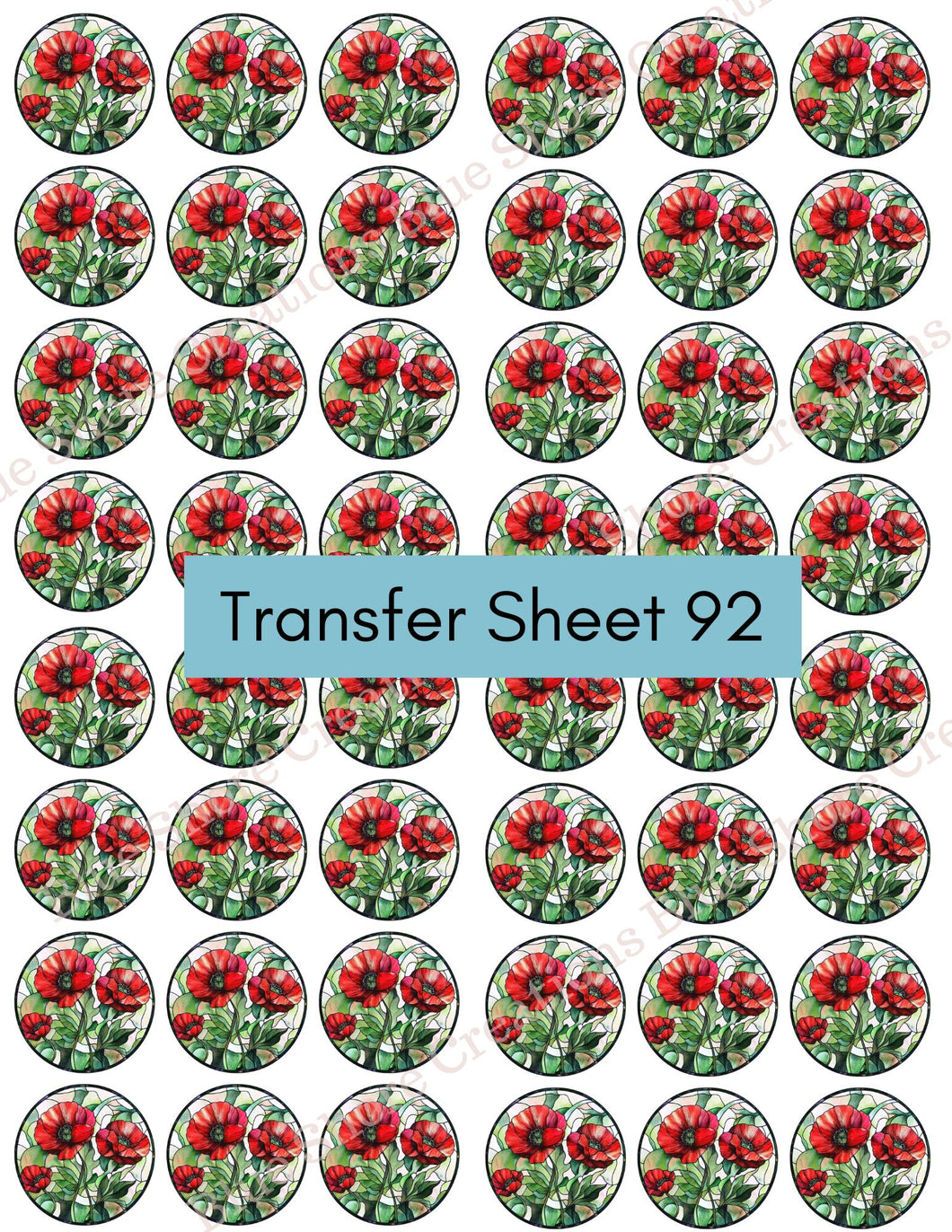 Transfer 92 | Red Poppy | Stained Glass | Polymer Clay Transfer Sheet